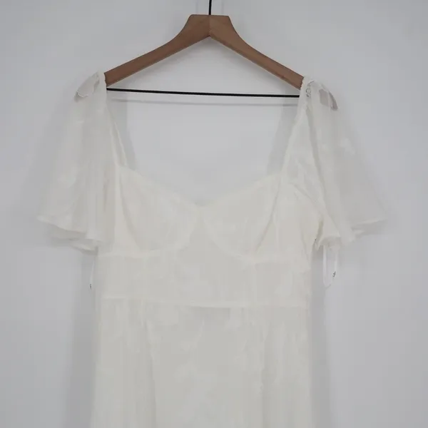 Lulus Tailor Made For You Maxi Dress Womens Large White Jacquard Sweetheart Neck - Image 3