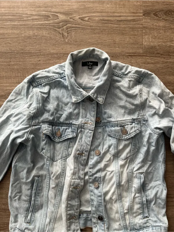 Lulus Denim Jacket Womens Medium Light Wash Oversized Trucker Jean Jacket - Image 7