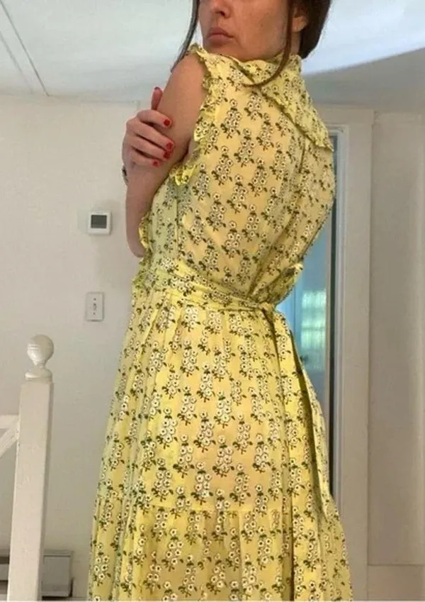 Banjanan Cordelia Floral Tiered Ruffle Midi Dress Yellow Size XS Retail $285 - Image 5