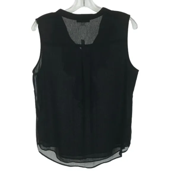 NWT Womens Size Medium Tommy Hilfiger Black Ruffled Tie-Neck Sleeveless Blouse - Image 3