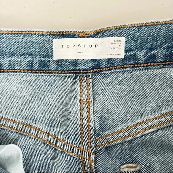 Topshop Asos Kort Petite Size 6/28 High Waist Wide Leg Light Blue Denim Jeans - Image 5
