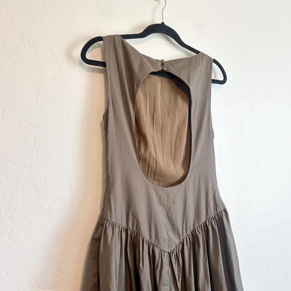 Reformation | NWT Elvira Open Back Bubble Hem Midi Dress Morel Brown | Size 6 - Image 7