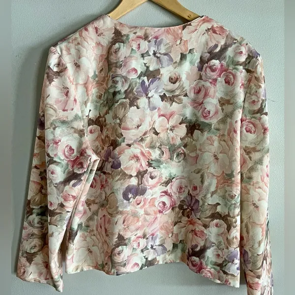 Vintage Pastel Floral Blazer Rose Garden Button Jacket Cottagecore M/L - Image 8