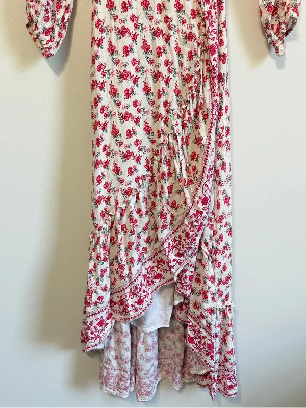 Anthropologie If By Sea Floral Wrap Midi Dress Small - Image 8