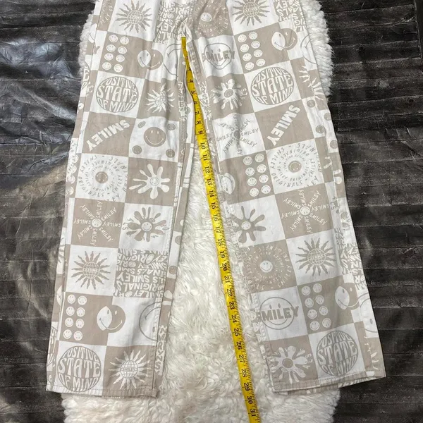H&M Smiley Patchwork All Over Print Smiley Face Straight Wide Leg Streetwear - Image 4