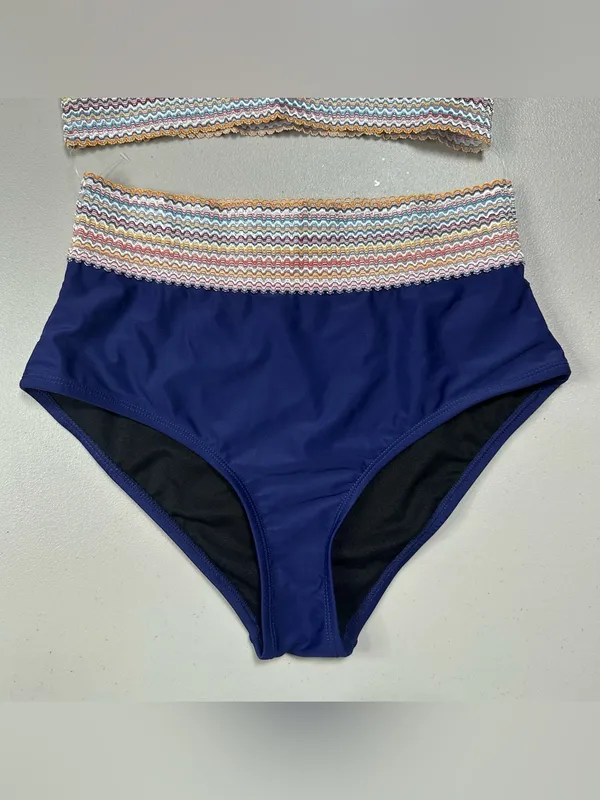 Women’s Navy Blue 2-Piece Bikini Set High-Waisted Swimwear Size M - Image 6