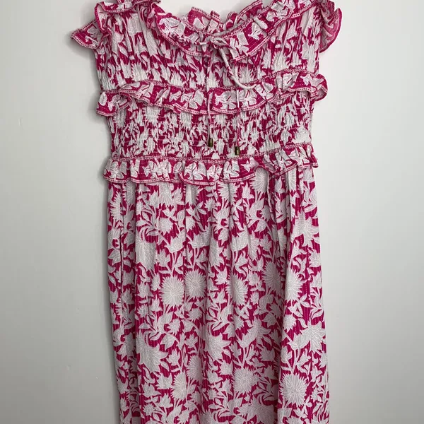 Saylor Denise Tiered Pink Floral Maxi Womens Dress Small - Image 7