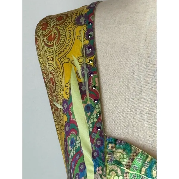 One World Dress Women XL‎ Yellow Green Floral Paisley Maxi Casual Boho Colorful - Image 9
