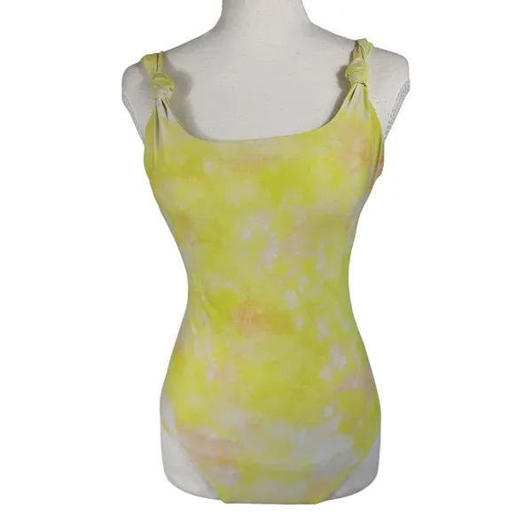 Aerie One Piece Swimsuit Womens Small Yellow Tie Dye Open Back Full Coverage - Image 3