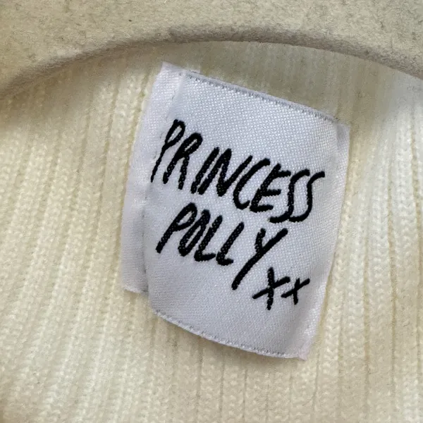 Princess Polly Ivory Ribbed Turtleneck Cropped Sweater Curved Hem Small N57793UO - Image 5