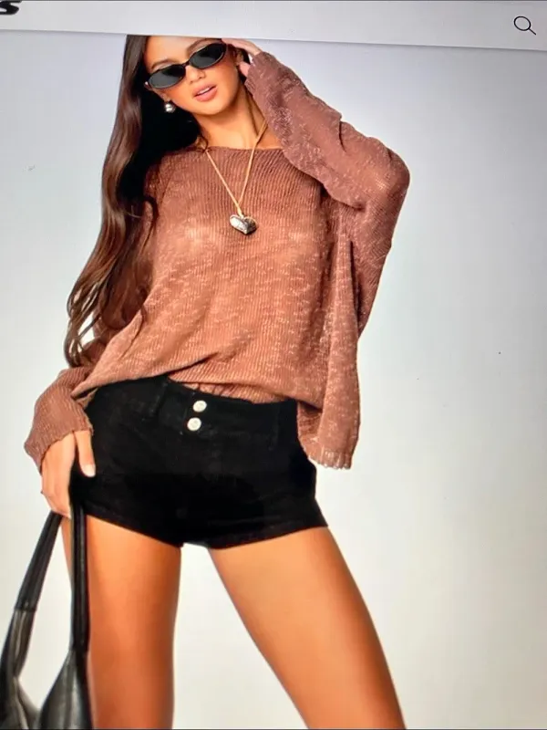 Edikted brown oversized boat neck sweater - Image 3