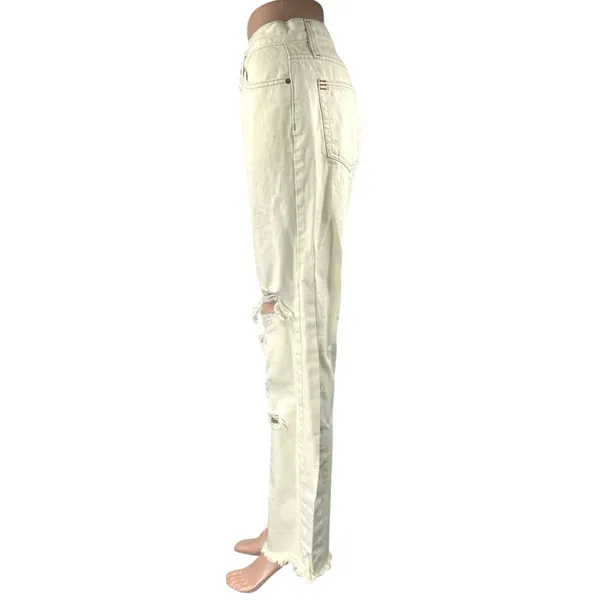 Urban Outfitters BDG White Distressed High Waist Flared Cowboy Denim Jeans Sz 28 - Image 3