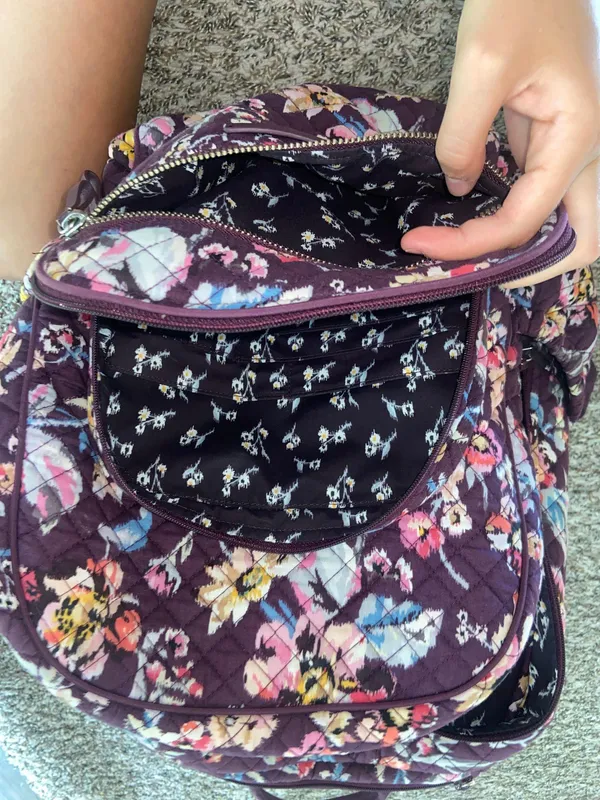 Vera Bradley Campus Backpack Maroon Floral - Image 4