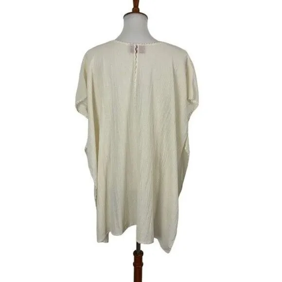 Izcalli Top One Size Off White Short Sleeve Oversized Minimalist Boho - Image 4