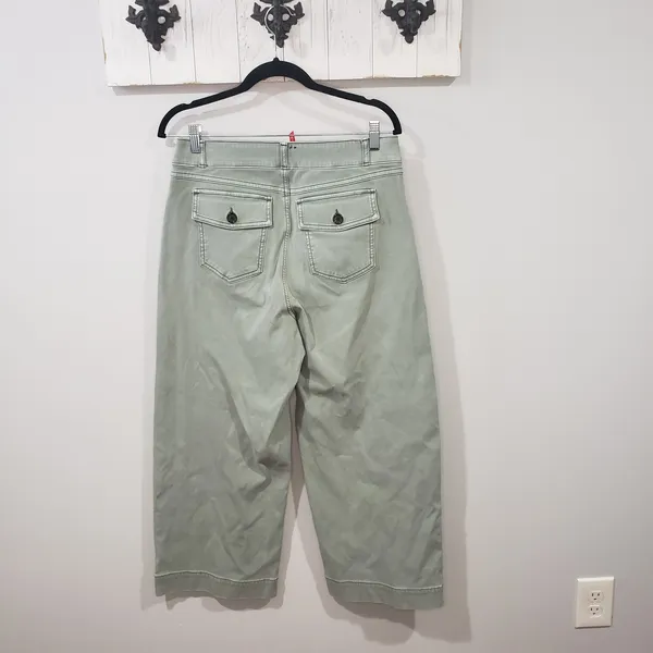 Spanx Womens Stretch Twill Cropped Wide Leg Pants XL Sage Green 20312R - Image 2