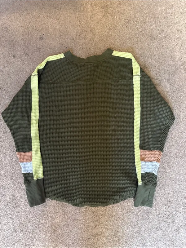 Aerie Green Waffle Knit Oversized Long Sleeve Top Size XXS‎ - Image 4