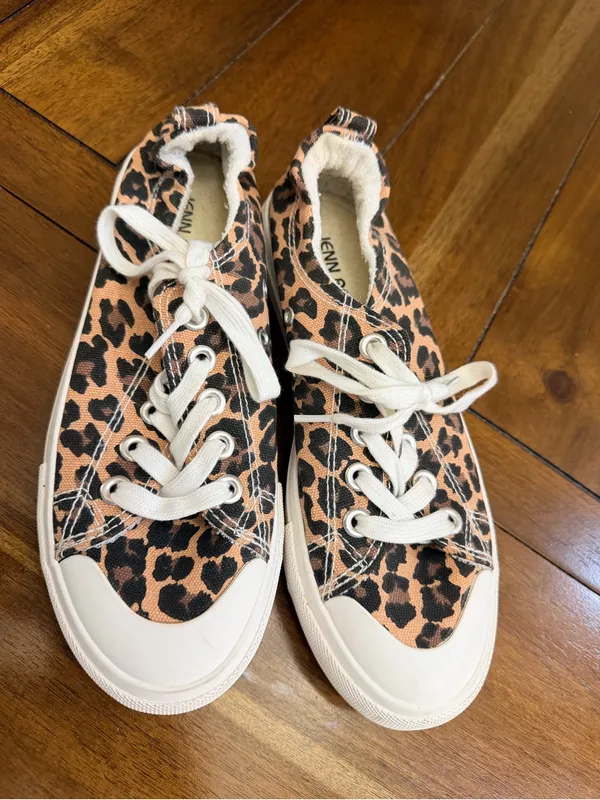 Jenn Ardor Leopard Print Canvas Sneakers - Brown & Black - Image 3