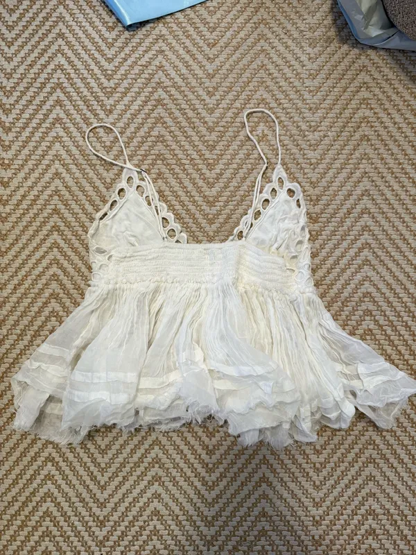 Free People White Tank Top Lace - Image 2