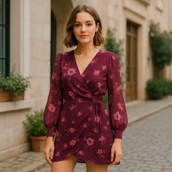 LPA Maisie Dress Jolene Floral Chiffon Long Sleeve Mini Dress NWT Small - Image 5