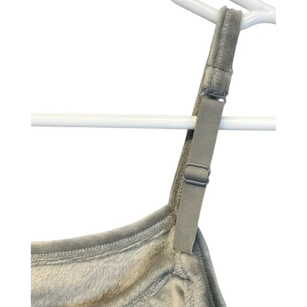 SKIMS Velour Cami Women Large Smoke Grey 0883 Square Neck‎ Spaghetti Strap NWT - Image 11