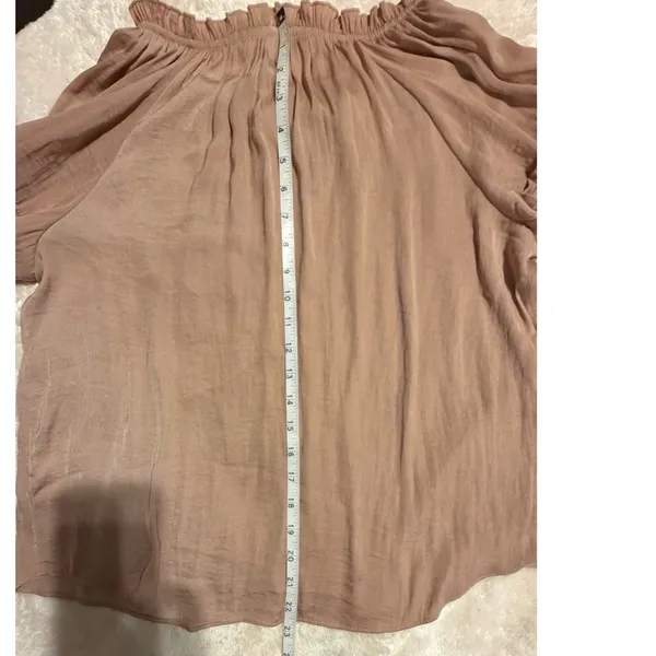 Chelsea & Theodore Dusty Rose‎ Ruffle Neck Tassel Tie Peasant Blouse Small Boho - Image 11