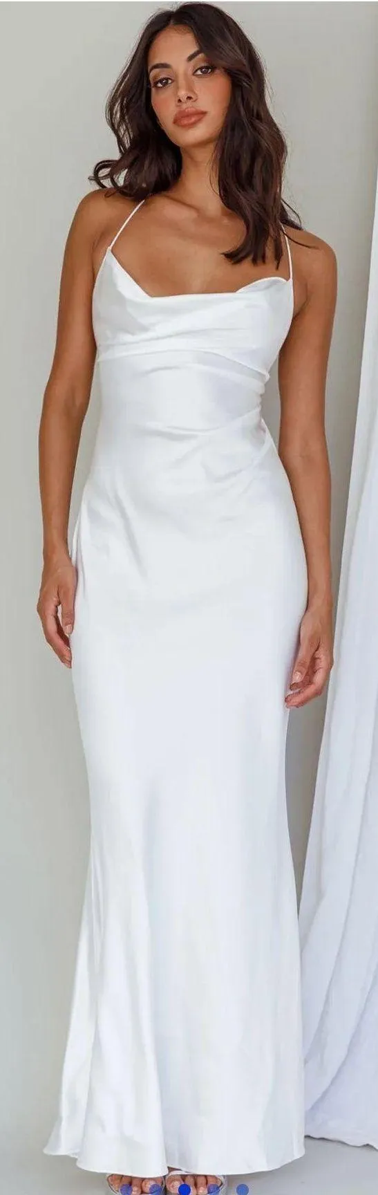 Selfie Leslie, White, Satin, Maxi Dress, NWT - Image 2