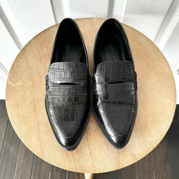Rebecca Minkoff Pacey Croc Embossed Leahter Pointed Menswear Loafers Shoes 5.5 - Image 8