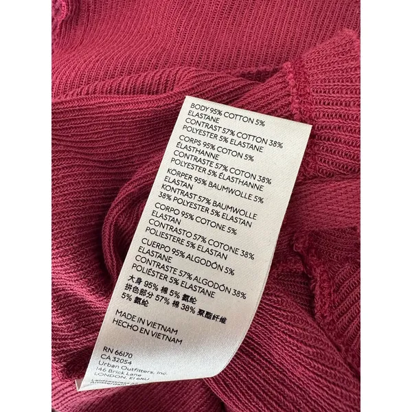FREE PEOPLE Long Sleeve Mock Neck Studded Sleeve Red Thermal Top Tee Size XS - Image 7