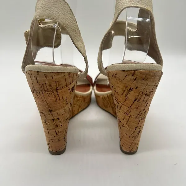 Diviana Sandal Womens Brown Cream‎ 8 Ankle Strap Open Toe Wedge Sandal NEW - Image 5