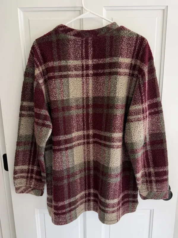 Vintage 90s‎ Woolrich Plaid Fleece Pullover Tunic USA Women’s XL - Image 8