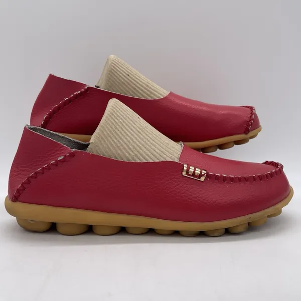 Venus Celia Womens‎ 39 (8.5) Shoes Moccasins Red Leather Slip On Moc Toe Walking - Image 2