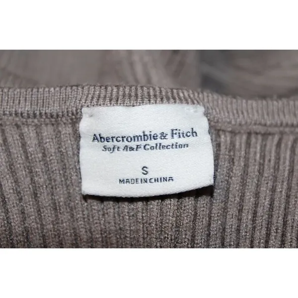 Womens Abercrombie & Fitch Soft A&F Taupe Ribbed Long Sleeve Bodysuit Size Small - Image 3