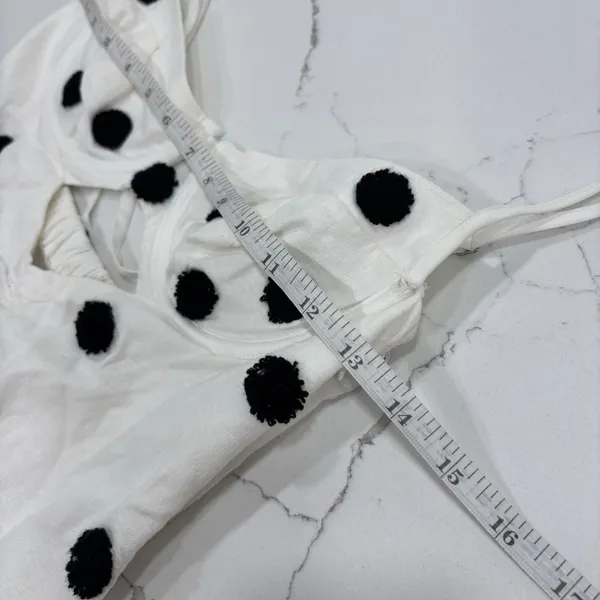 For Love And Lemons Dress Size Medium White Black Polka Dot Mini Linen Blend - Image 9