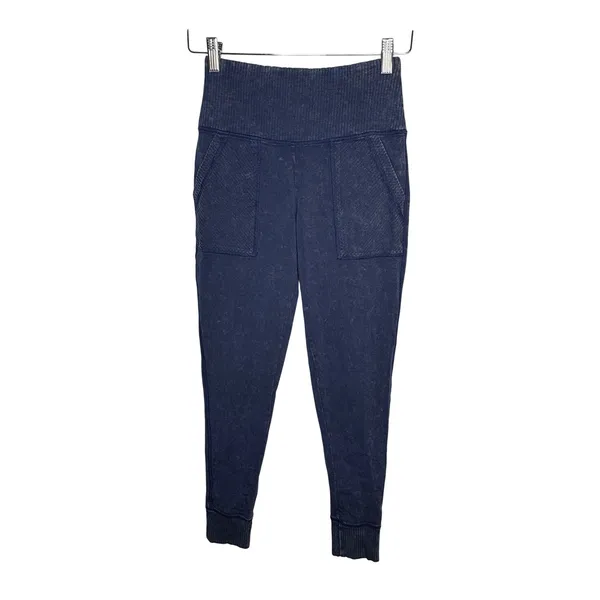 Aerie Chill Play Move Jogger Leggings Womens Medium Blue Acid Wash High‎ Waist - Image 2