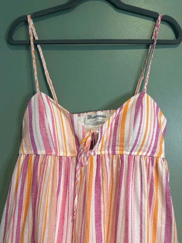 No Boundaries Women's Medium Striped Sundress NWT 100% Cotton Sleeveless - Image 2