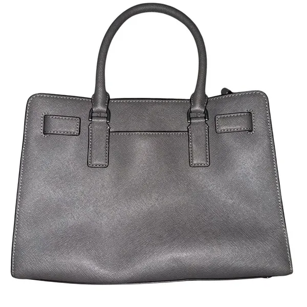 MICHAEL KORS Dillon Saffiano Leather Satchel EUC Crossbody Handbag Gray - Image 4