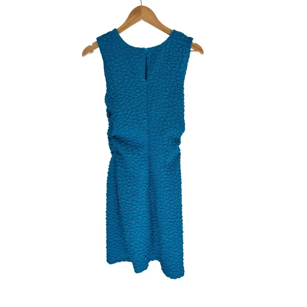 Anthropologie Blue Textured Mini Shift Dress Sleeveless Small - Image 3