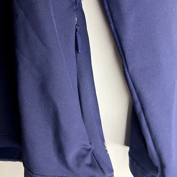 Athleta Blue Fitted Long Sleeve Back zip Top size L - Image 3