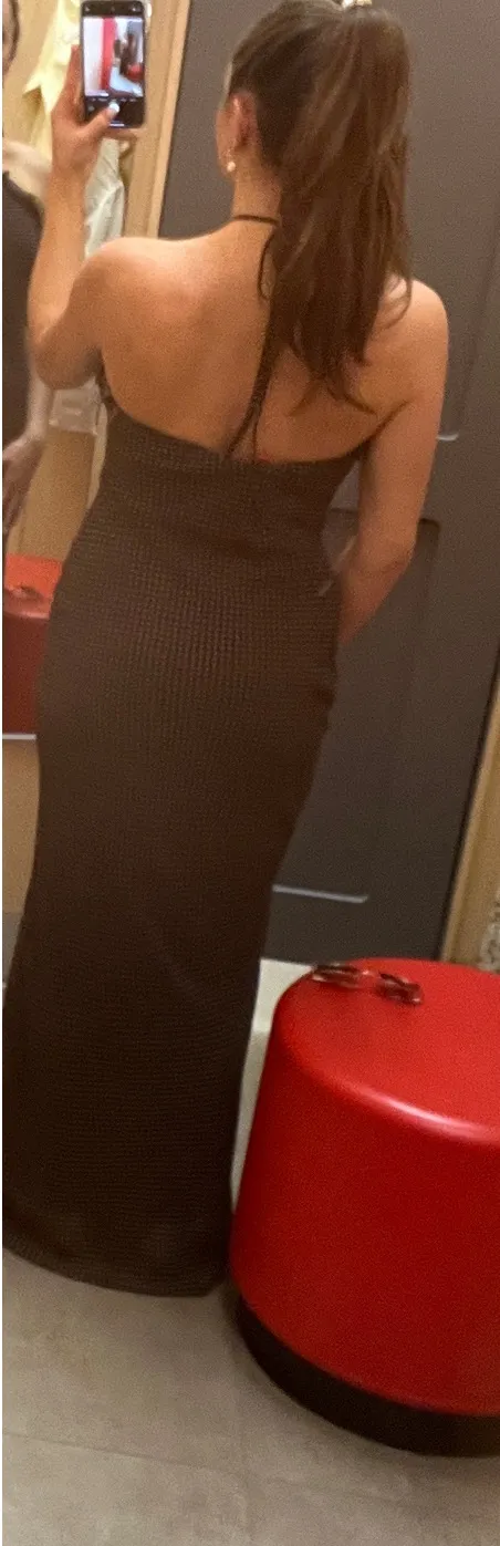 Brown Polka Dot Maxi Dress - Image 3