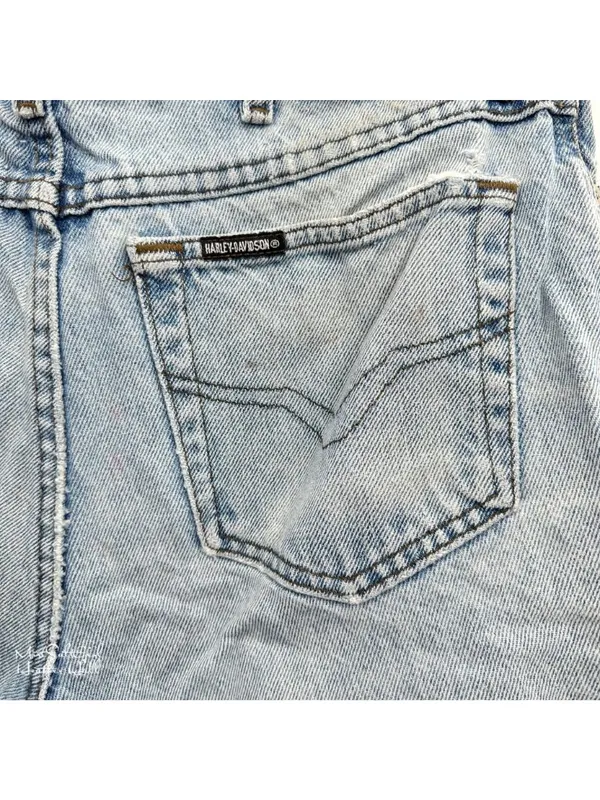 Harley-Davidson Vintage Biker Blues High-Waist Denim Cutoff Shorts USA Made - Image 3