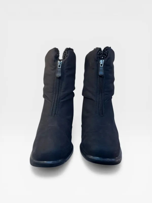 Toe Warmers Black Fleece Lined Front Zip Ankle Winter Boots Women's Size 8 - Image 5