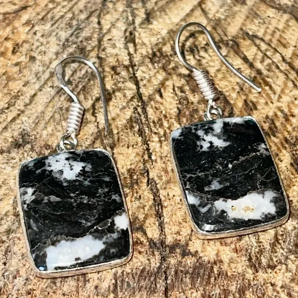 Square White Buffalo Turquoise Earrings 1 1/2” Black - Image 13