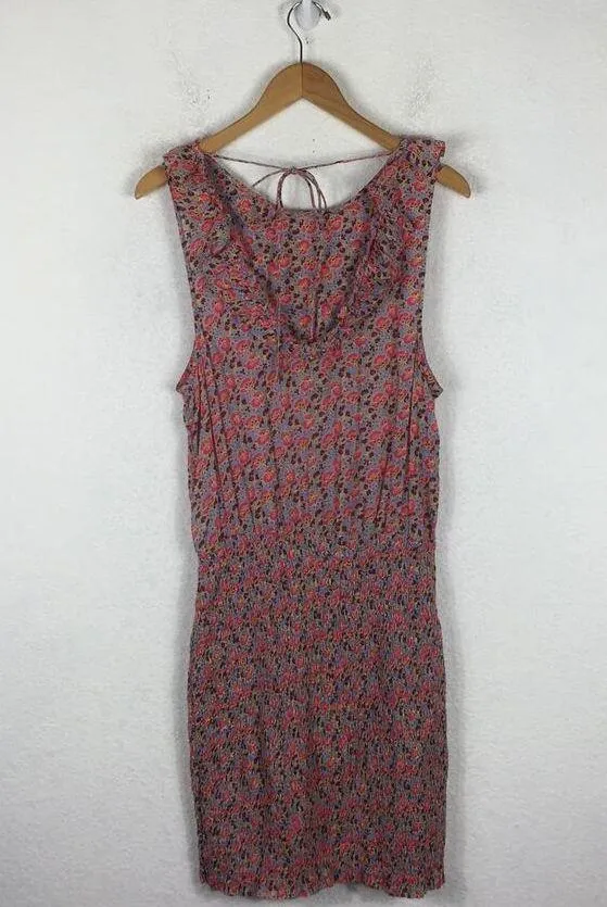 Free People Mini Dress Medium I'm Your Favorite Pink Floral Smocked Stretch - Image 14