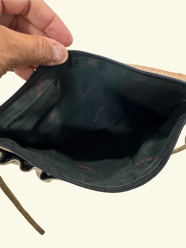 Magnifique Vintage Abstract Hand Painted Genuine Leather Flap Crossbody Bag - Image 10