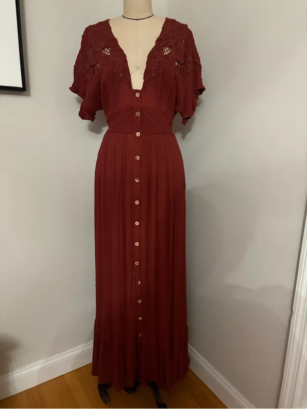 Free People Colette Maxi Dress Size Small Retail $198 Cinnamon - Image 4
