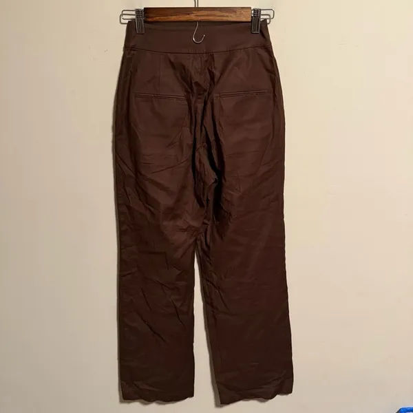 REFORMATION Roz Pant Trouser Button Fly Brown- Size 0P Petite - Image 3