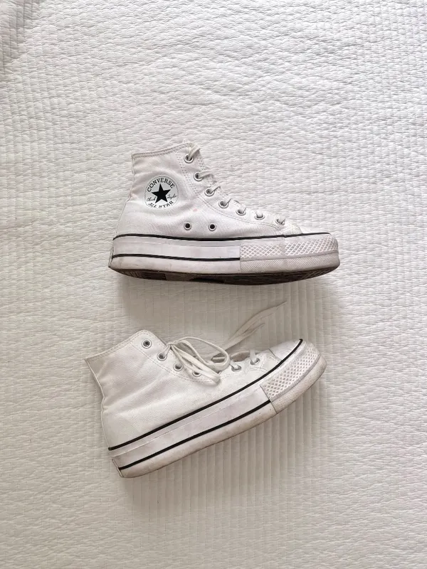 Women’s white converse platform high tops - Image 2
