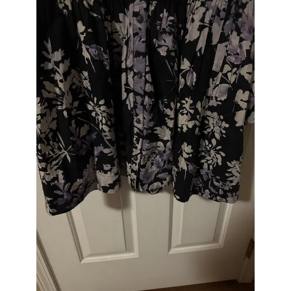 By Anthropologie Corset Mini Dress Black Motif Floral Button Front Size‎ 14 NEW - Image 6