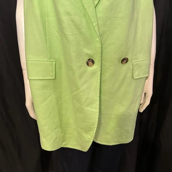 We the Free Green Light Lime Bright Young Things Linen Blazer Vest Large New - Image 4