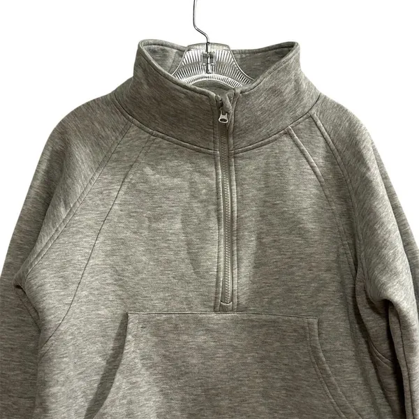 Women's M Gray Half Zip Pullover‎ Sweatshirt Kangaroo Pocket Size M - Image 4